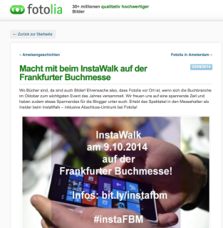 Artikel zum InstaWalk auf dem Fotolia Blog.