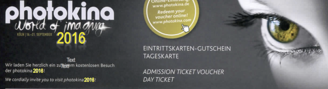 Ticket sowie Reisekosten zur Photokina 2016.