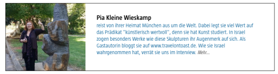 Vorstellung als Bloggerin beim Marco Polo travel magazine Januar 2015.