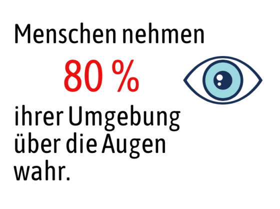 Menschen nehmen ihre Umwelt etwa zu achtzig Prozent mit den Augen wahr.