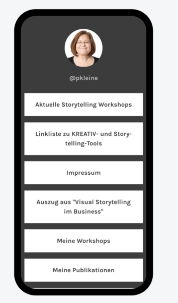 Linkliste für die Instagram-Bio
