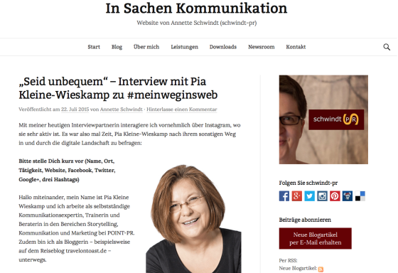 Mein Weg ins Web - Interview auf Schwindt-PR.